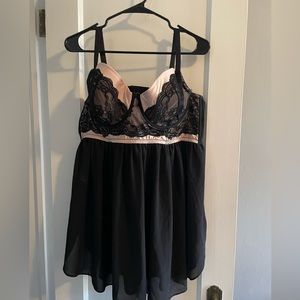 Tan and black structured cup babydoll